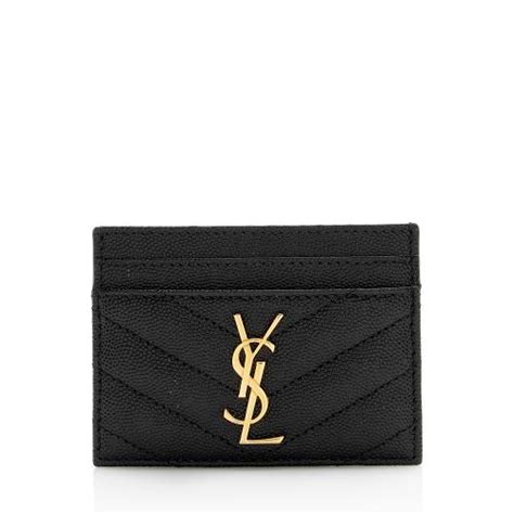 SAINT LAURENT Grain De Poudre Monogram Credit Card Case 